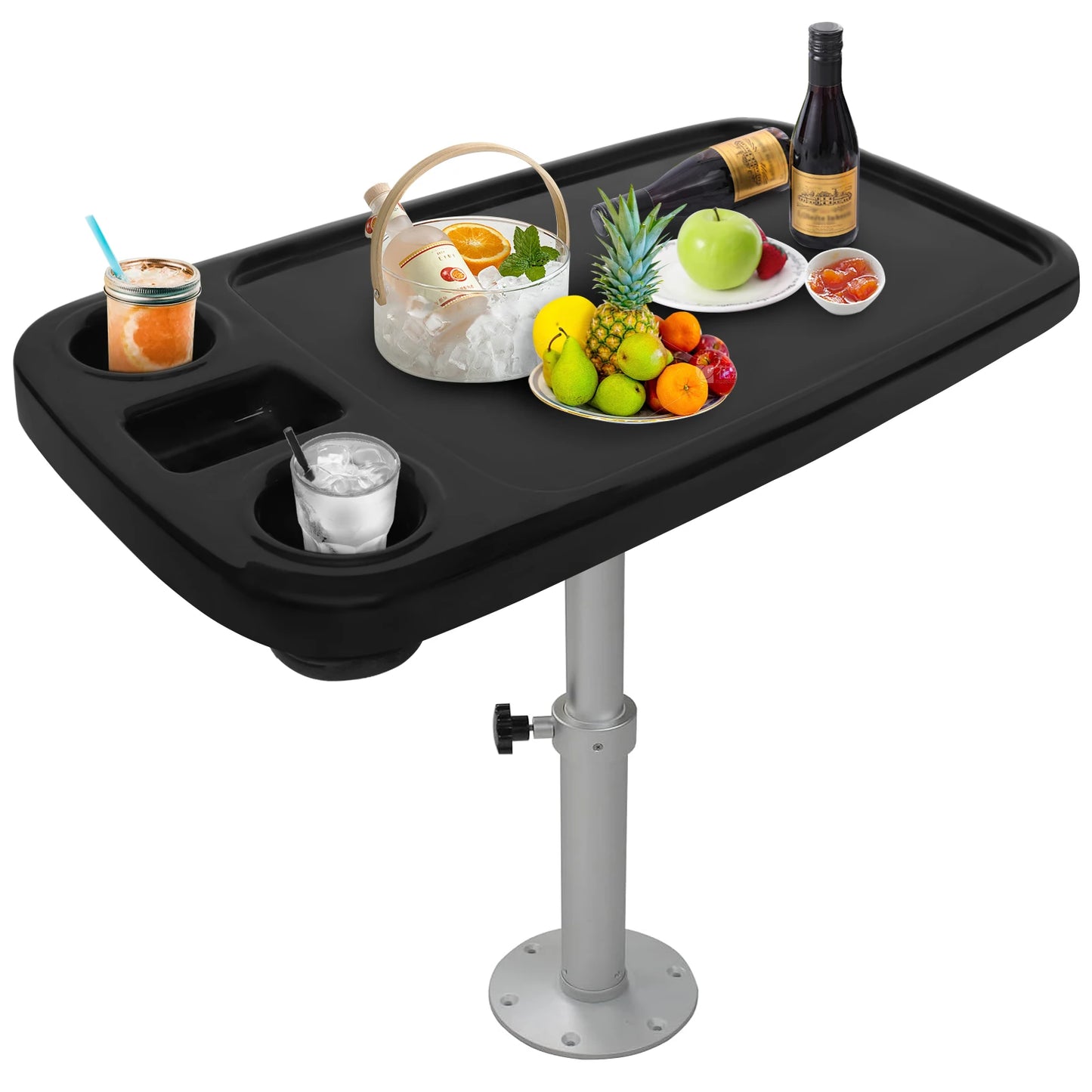 Removable RV Table Set – 34"x18" ABS Tabletop, Waterproof & Scratch-Resistant, Adjustable Height 17.8–27.2", for Camper, Boat