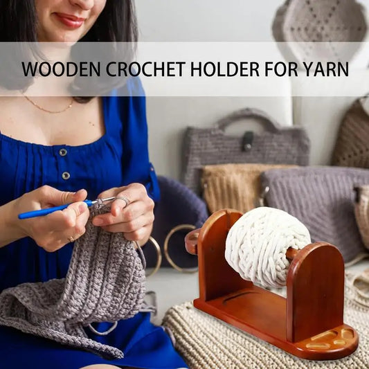 Wooden Yarn Holder for Knitting Crochet Yarn Rack Stand with Slot Stable Yarn Ball Dispenser Horizontal Yarn Spinner for Crochet