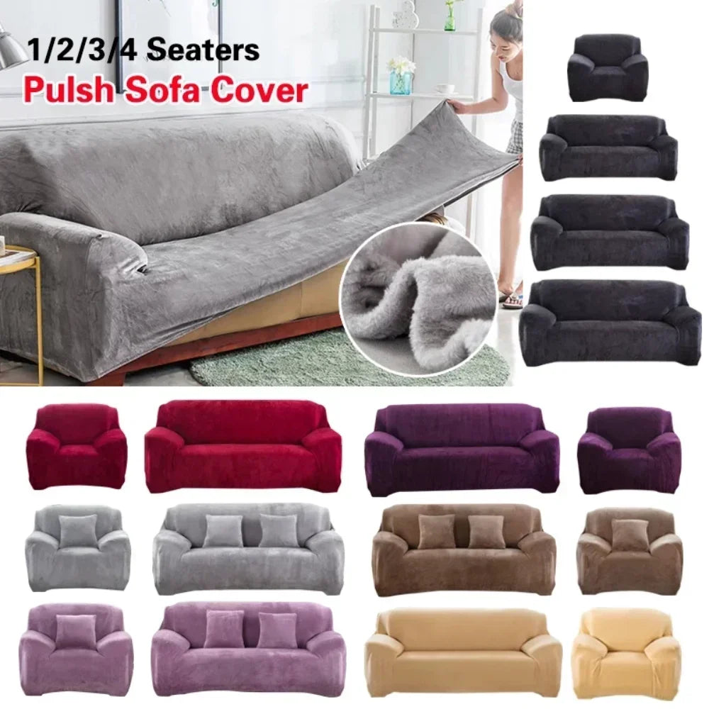Thick Plush Sofa Covers Velvet Couch Cover Case for Living Room Soft Keep Warm Furniture Protector with 1Pc Free Pillowcase