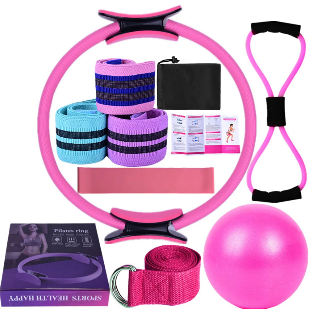 11Pcs Yoga Set Pilates Ring Set Ergonomic Home Workout Equipment Multifunctional Workout Accessories for Gym Men Women