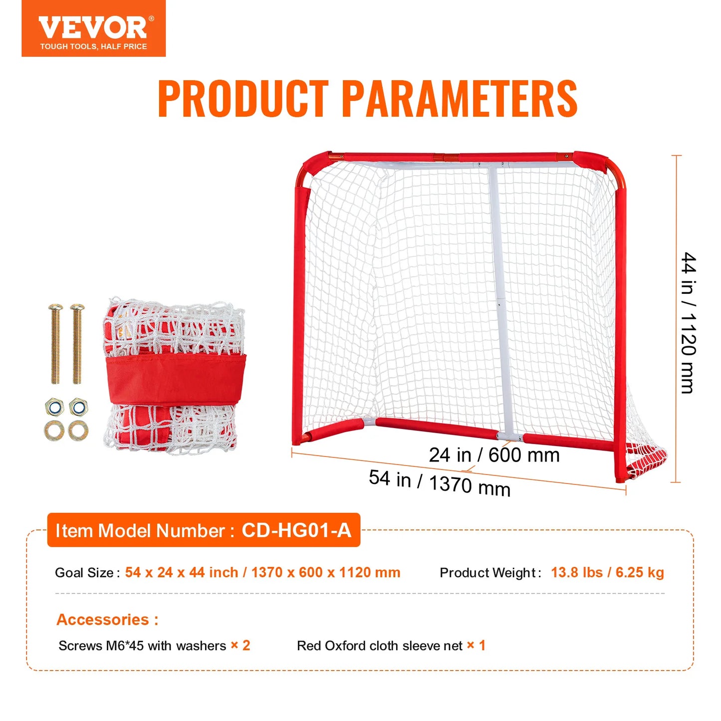 VEVOR Youth Street Hockey Net Steel Hockey Goal Portable Lightweight Youth Street + Roller for Kids Hockey Training Goal Set