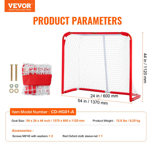 VEVOR Youth Street Hockey Net Steel Hockey Goal Portable Lightweight Youth Street + Roller for Kids Hockey Training Goal Set