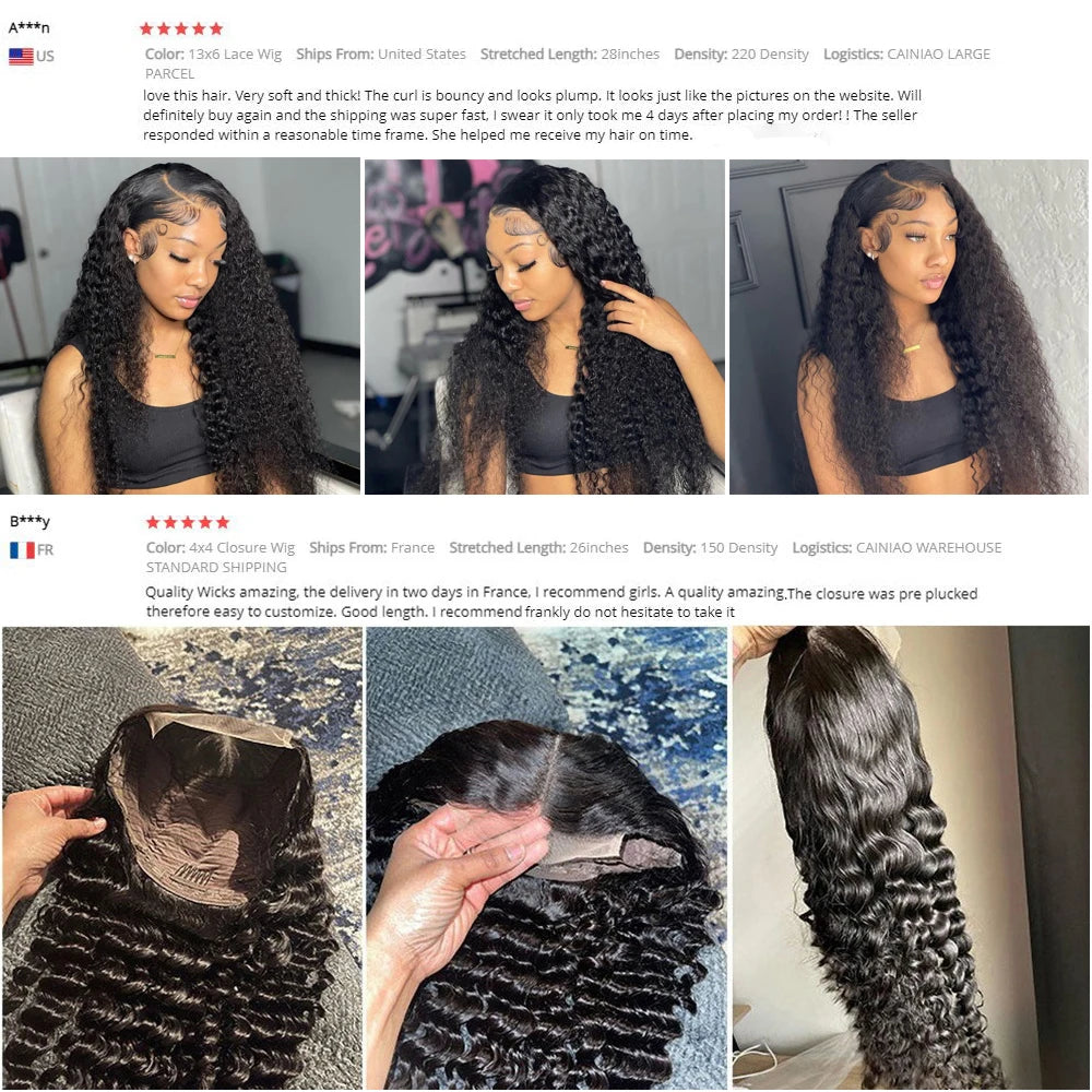 Deep Wave Wig Curly Human Hair Wigs Lace Frontal 13x6 Lace Front Wig Pre Plucked 4x4 Lace Closure Wig 13x4 Deep Wave Frontal Wig