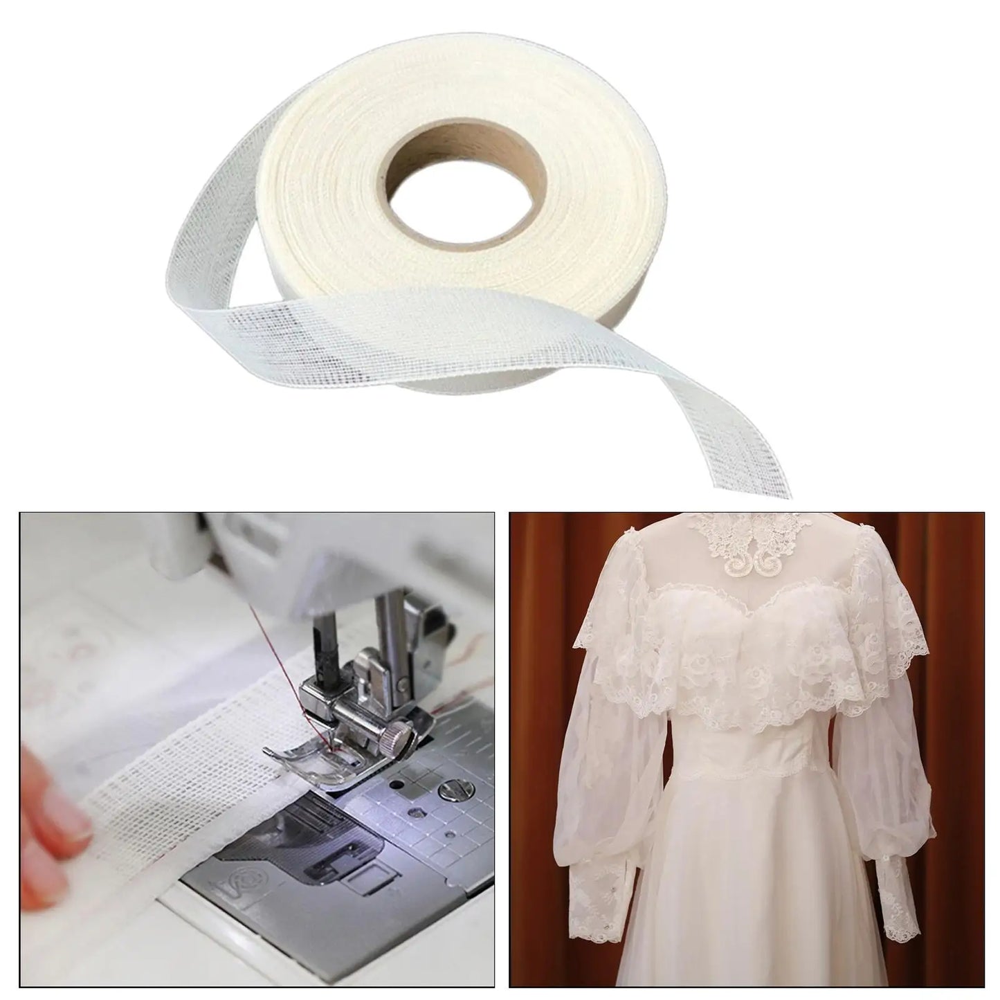 Stitched Hem Fusing Sewing Crafts Costume Accessories Hemming for Women Dress Wedding Chiffon 1.4inch wide