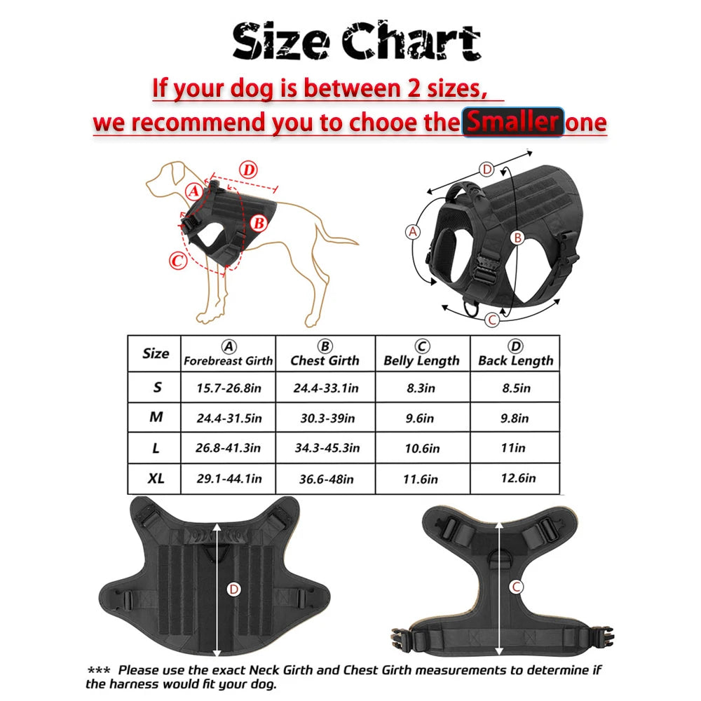 Military Dog Harness Leash Bags Set Pet Tactical Vest Harnesses Walking Training Hunting For Large Dogs German Shepherd