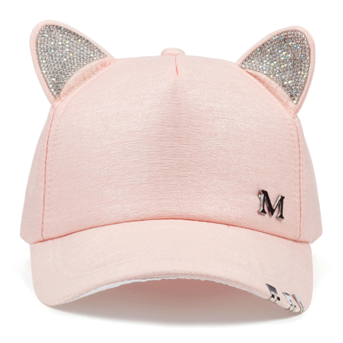 1piece Unisex Cat Ears Hot Drills Baseball Cap Outdoor Adjustable Sunscreen Leisure Hat Spring Autumn Travel Tourism Vacation