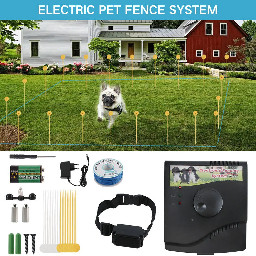 Electric Dog Fence System Pet Containment Shock Collar Yard Garden Waterproof