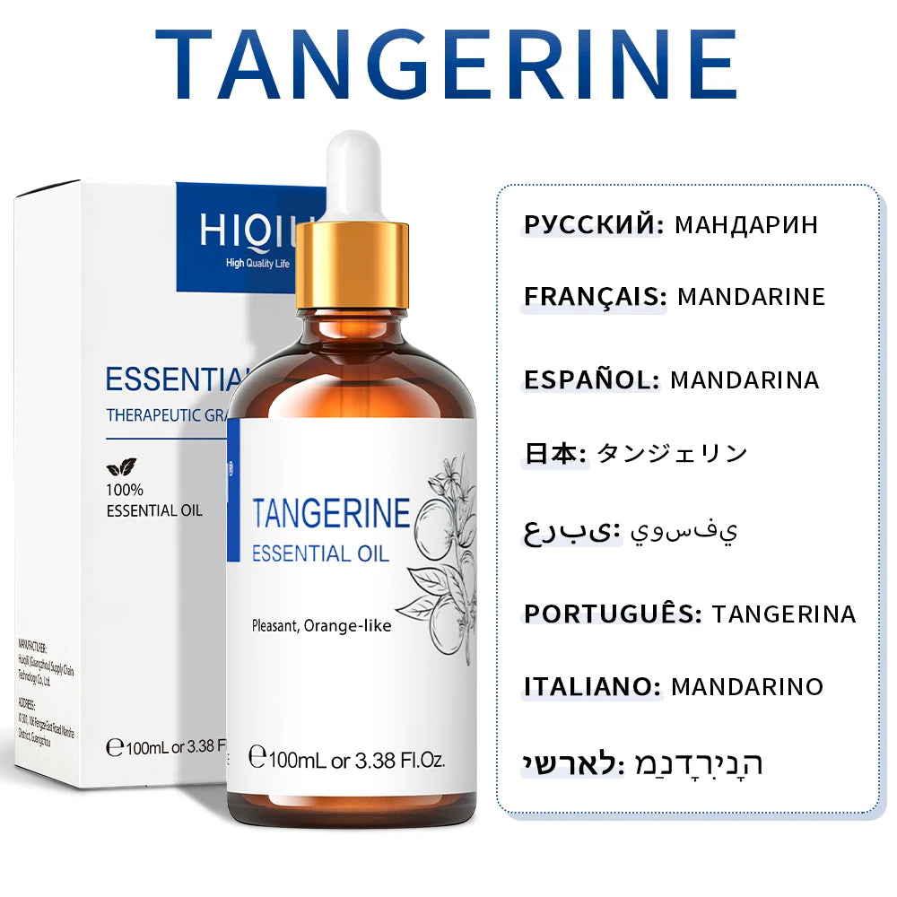 100ML Tangerine Essential Oils, HIQILI  Undiluted Premium Citrus Oil for Cleaning Spray, Air Freshener, Diffuser, Massage, Soaps