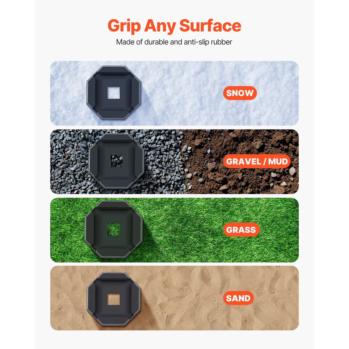 VEVOR RV Leveling Pads, 4-Pack Rubber Trailer Jack Pads, Standard Jack Stabilizer Pad, Fit for 5th Wheels Class A/C Motorhomes