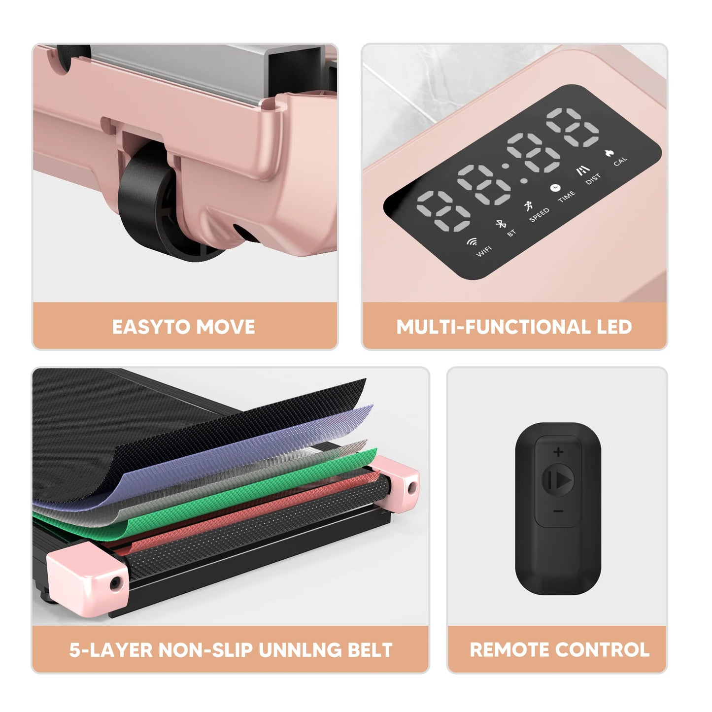 2in1 Run-Walking Pad Small Treadmill for Home&Office Under Desk Treadmill with LED Display 45db Quiet Portable Mini Treadmill