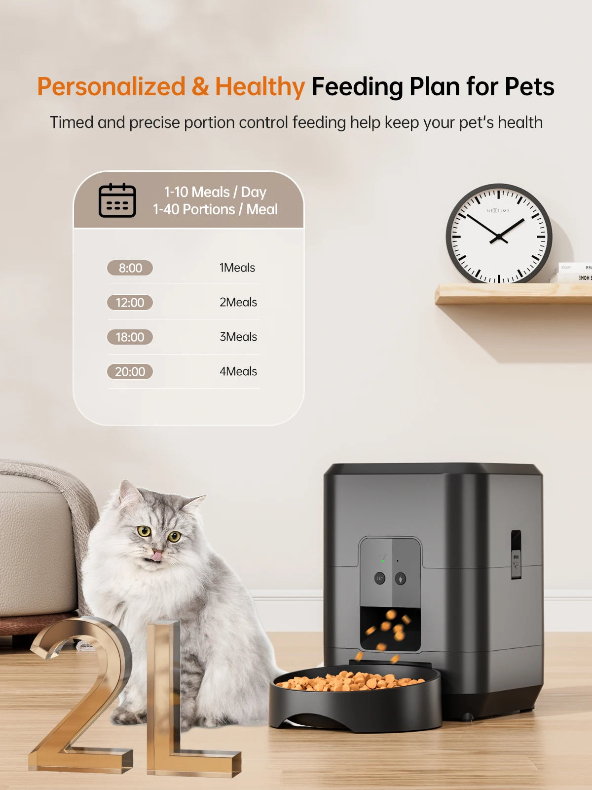 Automatic Cat Lover Gift And Cat Mom Love Feeder With App Control, Timed Cat Lover Gift And Cat Mom Love Food Dispenser With 1-1