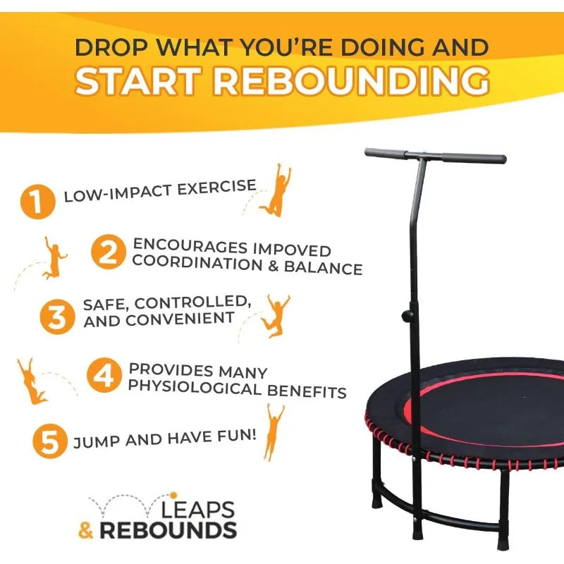 Leaps & Rebounds Adjustable Height Steel Stabilizer Bar Attachment for Mini Fitness Workout Trampolines, Accessory Only