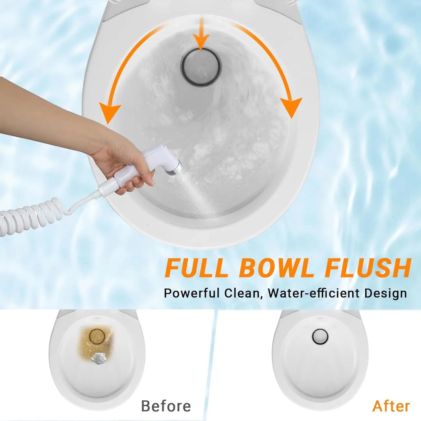 RV Toilet, Gravity Flush Toilet with Foot Pedal Flush,Standard Height Gravity Camper Toilet For RVs,Trailers,and Outdoor Campers