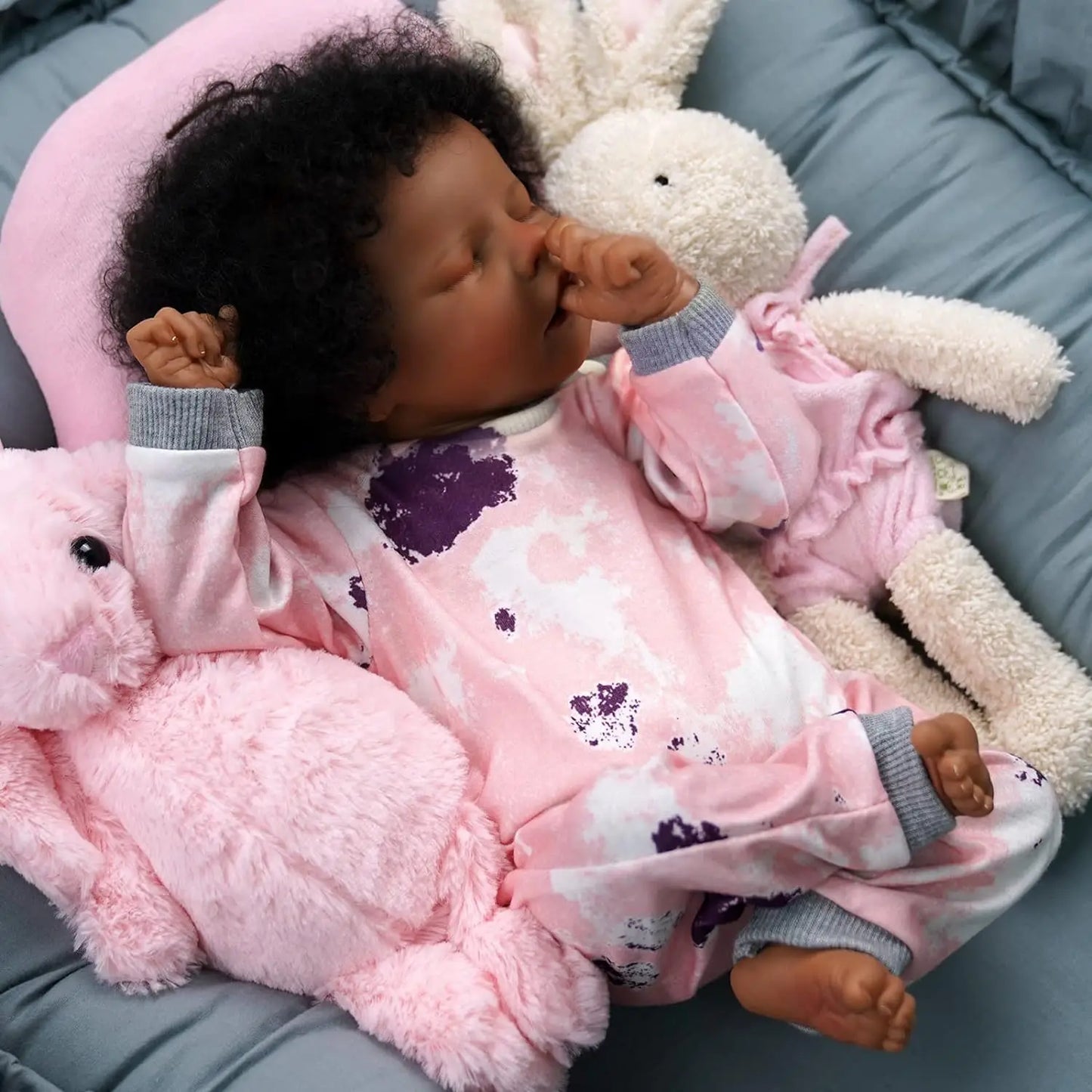 Lifelike Reborn Baby Dolls Black -17Inch Baby-Soft Body & Curls Realistic-Newborn Baby Dolls African American Real Life