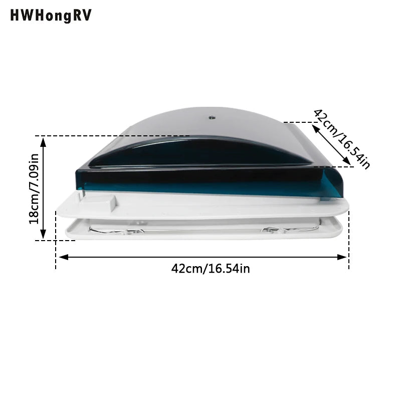 HWHONGRV RV Vent Fan With LED Light，RV Roof Vent Fan 5-Speed-Reversible，RV Bathroom Vent Fan DC 12V for Trailer, Camper, Van