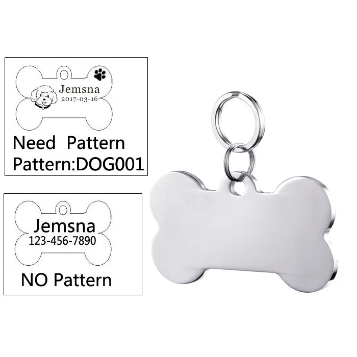 Dog ID Tag Free Engraving Name Tel Pet Collar Harness Pendant Clothes Accessories For Cat Custom Puppy Kitten Leash Pet Supplies