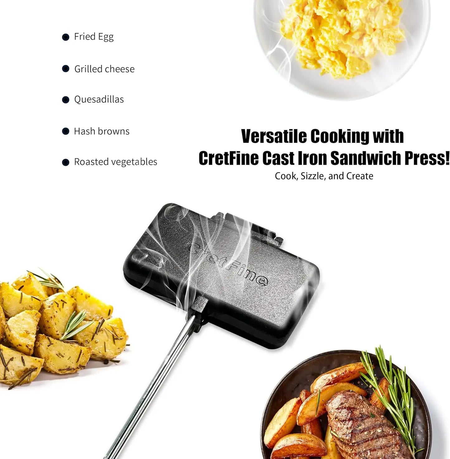 Double Pie Maker Cast Iron Sandwich Pr Pans For Camping With Storage Bag And Recipes, Camp Cooker Campfire Cooking Equipment