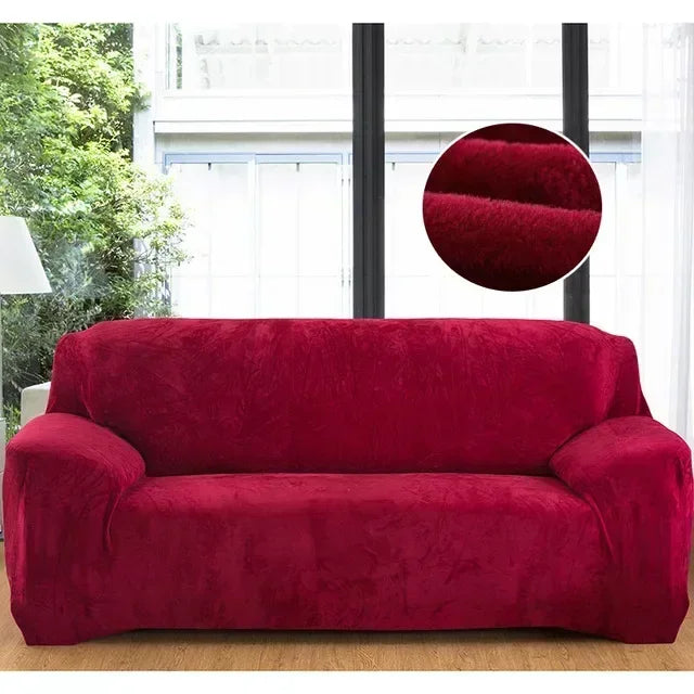 Thick Plush Sofa Covers Velvet Couch Cover Case for Living Room Soft Keep Warm Furniture Protector with 1Pc Free Pillowcase
