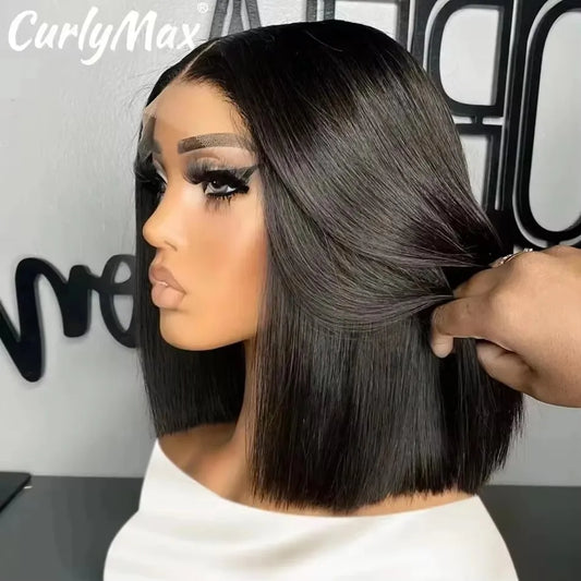 Brazilian Bone Straight Short Bob Human Hair Wigs Straight 13x6 HD Lace Frontal Human Hair Wigs 5x5 Closure Bob Wig For Women