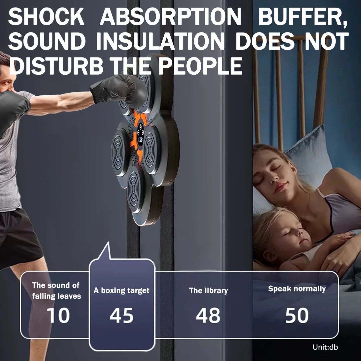 Smart Music Boxing Trainer Wall-Mounted Punching Machine 9-Speed Modes n Professional Boxing Gloves Wall Target Adult Children