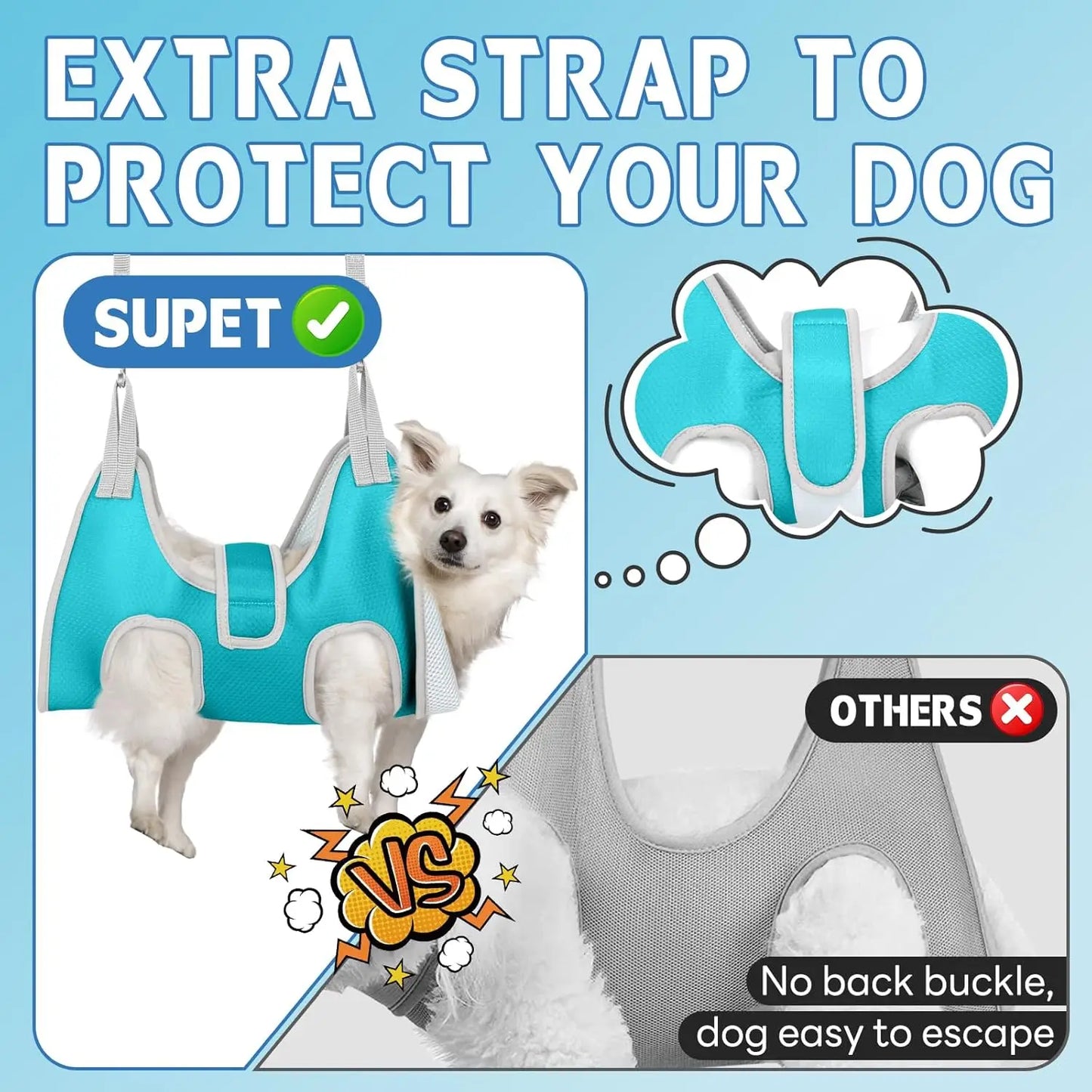 Dog Grooming Hammo Harn For Medium Dogs, Relaxation Dog Sling For Nail Trimming With Thi Fabric Ba Support, Helper Dog Hammo