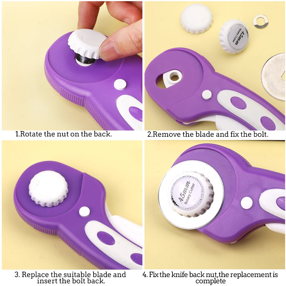 45mm Rotary Cutter Kit with 5 Blades Cutting Mat Patchwork Ruler Tailor's Scissors Sewing Clips for Fabric Quilting Tools