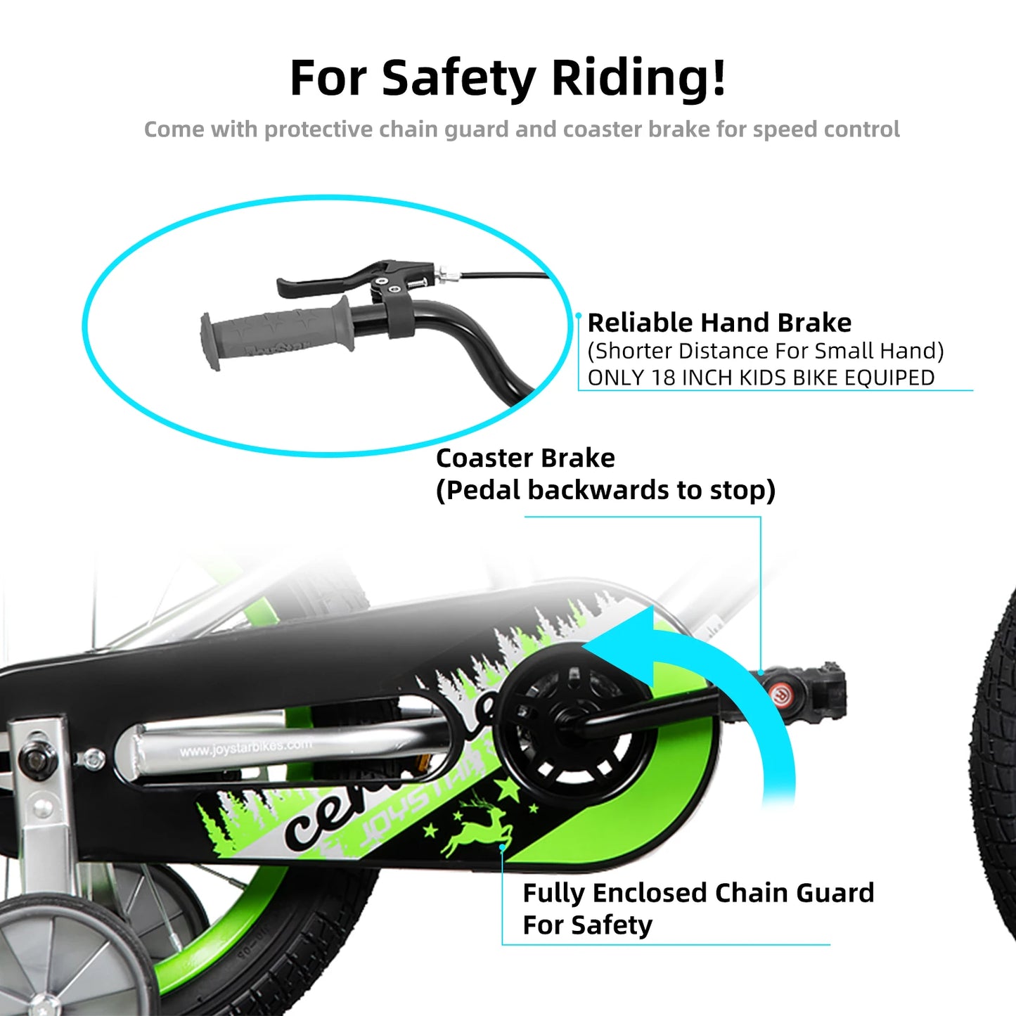 JOYSTAR Cervine 14 18 20 Inch Kids Bike Ages 3-10 Years, graffiti style bike with basket, auxiliary wheels, soft seat, Grey