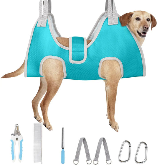 Dog Grooming Hammo Harn For Medium Dogs, Relaxation Dog Sling For Nail Trimming With Thi Fabric Ba Support, Helper Dog Hammo