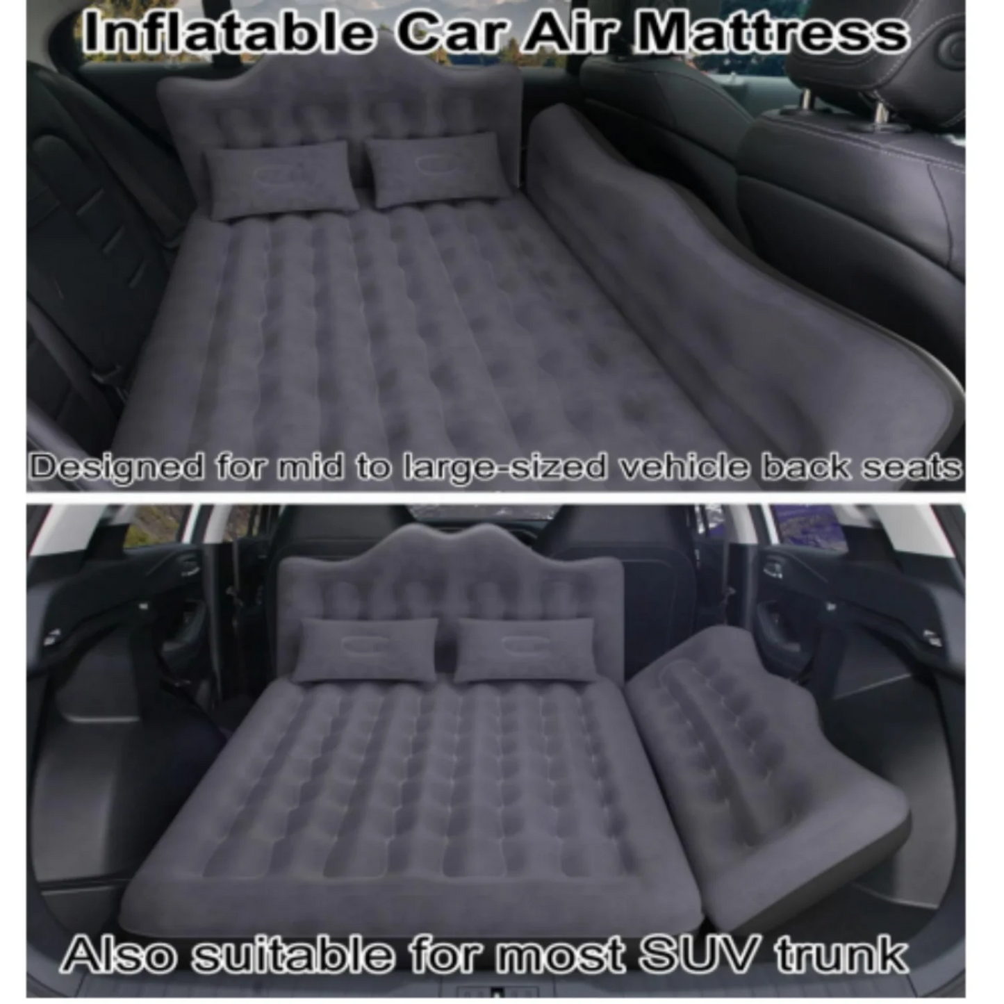 Umbrauto Inflatable Car Mattress Bed: SUV Camping Air Mattress for Truck Backseat with Pump & Pillows, Blow Up Car Sleeping Matt
