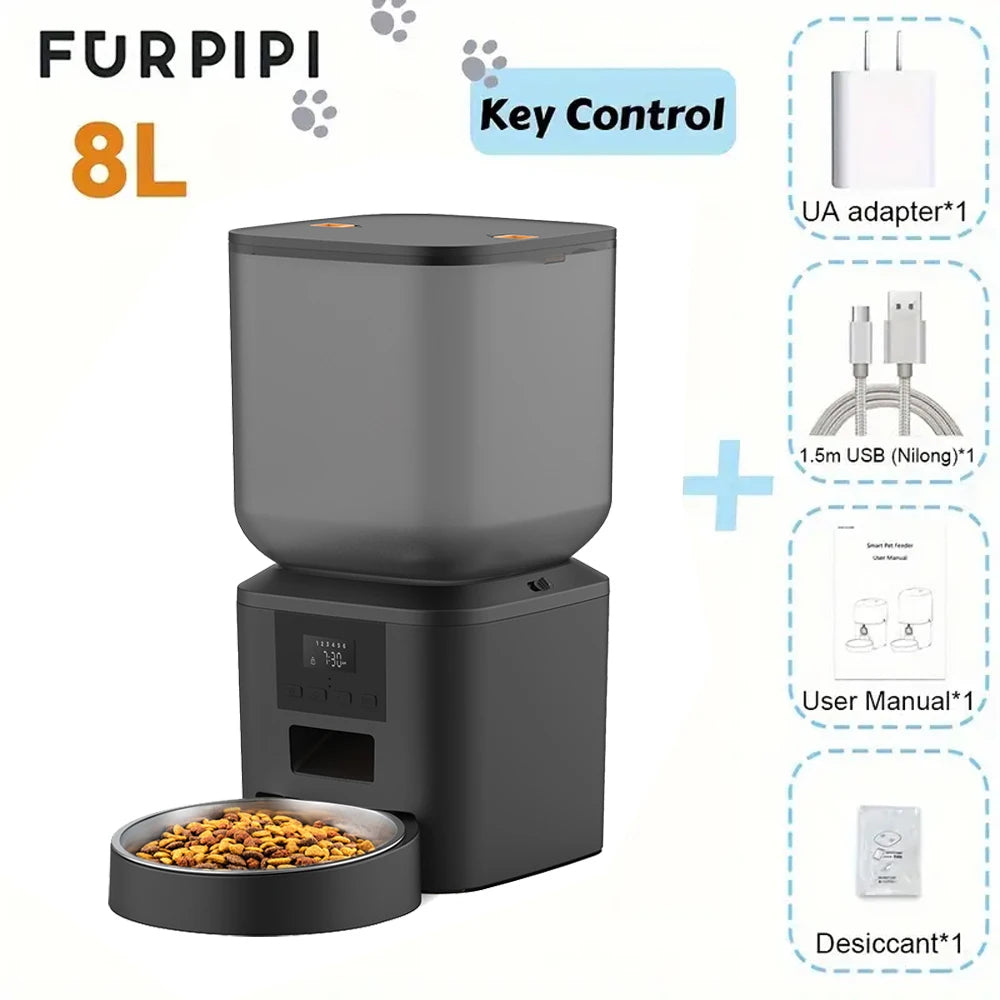 270.51oz Automatic Dog Feeder with Key Control Furpipi Manufacture User-Friendly Time Setting Food Feeder Dispenser for Dog Cat