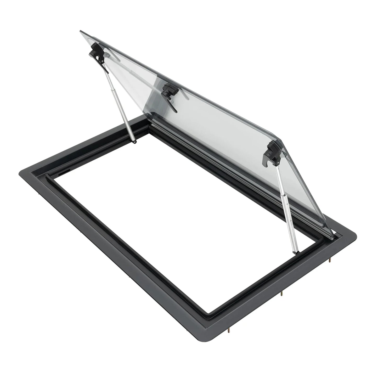RV Hinged Window with Adjustable Angle,70-Degree Opening Caravan Window with Acrylic Panel Adjustable Sunshade for Light Control