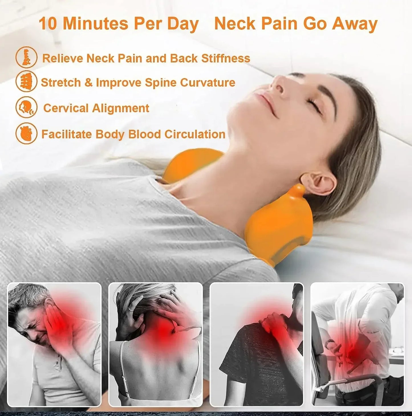 Cervical Traction Device Pillow Neck Stretcher Equipment for TMJ Neck Pain Relief Neck and Shoulder Relaxer