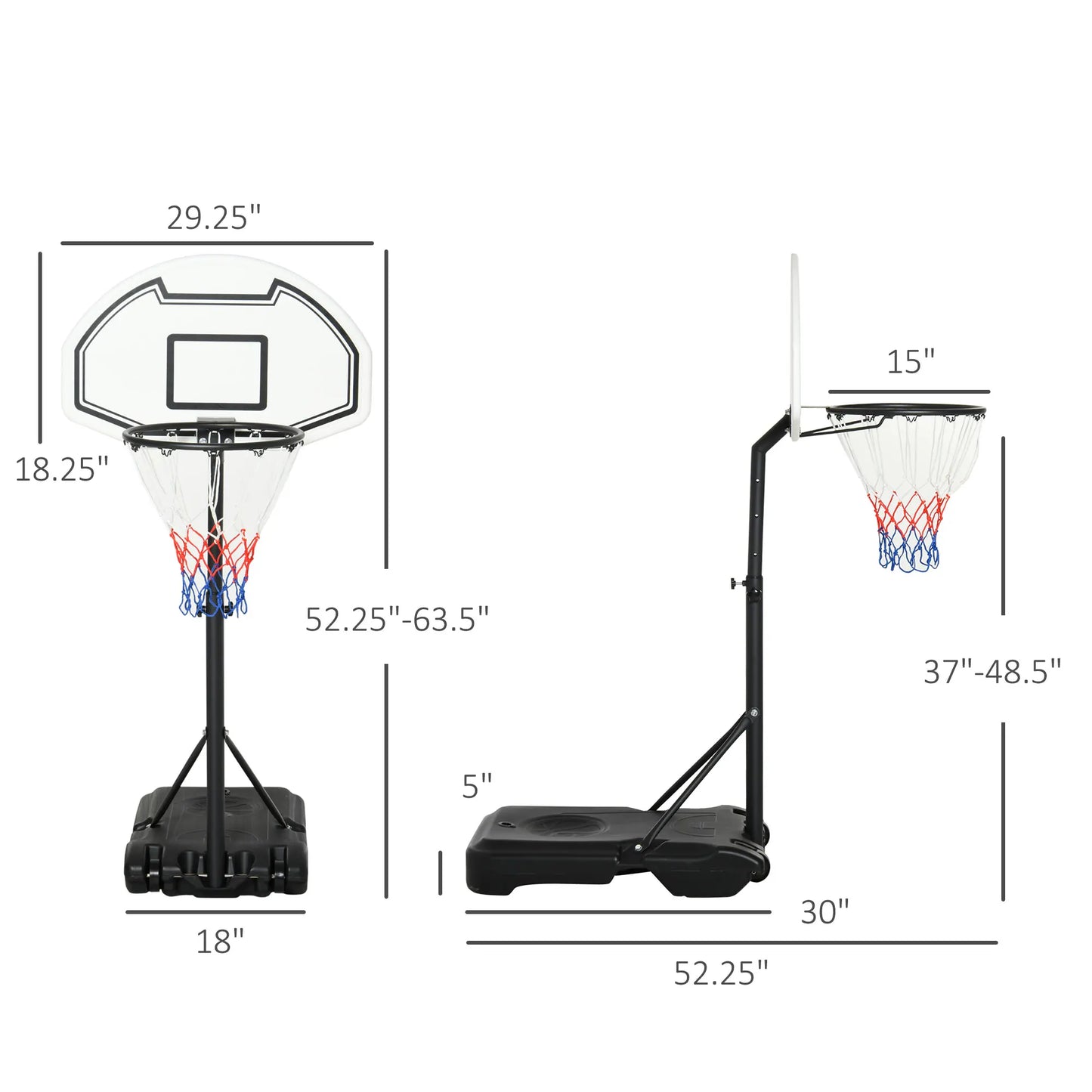 Outdoor Basketball Hoop System Pool Water Sport Game Play Outdoor Adjustable