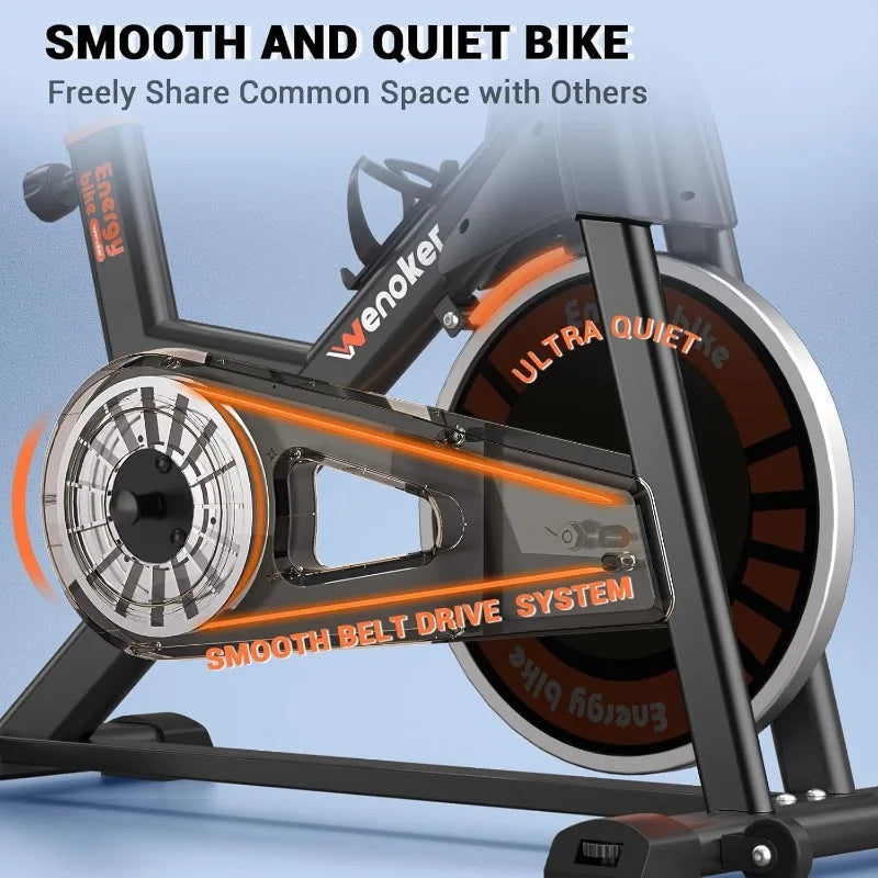 Exercise Bike, WENOKER Stationary Bike for Home/Indoor Cycling Bike, Indoor Bike with Silent Belt Drive, Heavy Flywheel