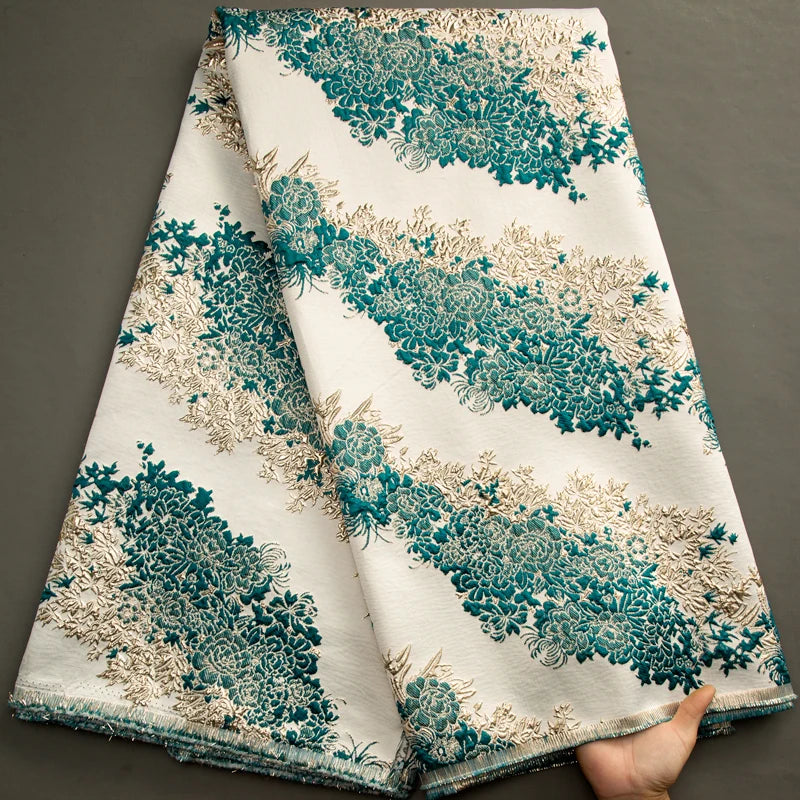 SJD LACE African Lace Fabric 2025 High Quality French Gild Brocade Jacquard Lace Fabric For Women Wedding Party Dresses Sew 3482