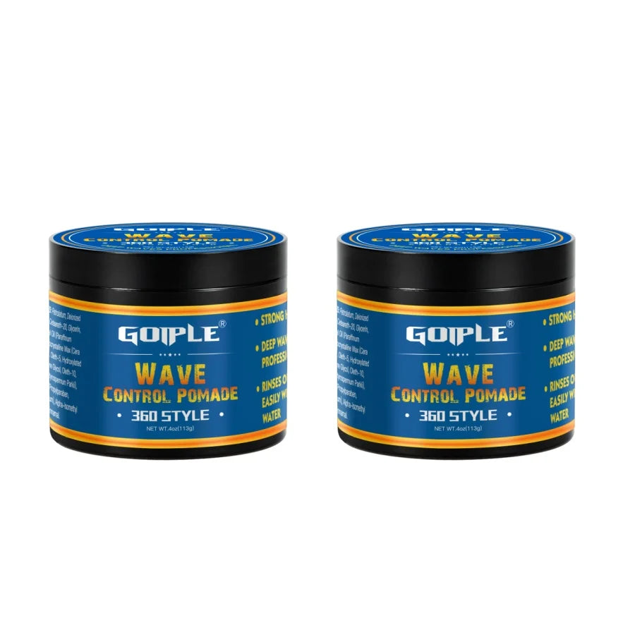 360 Wave Pomade Set Strong Hold Training Hair Cream Styling Pomade for Waves Frizz Control Sport Wavy Gel for African Black Men