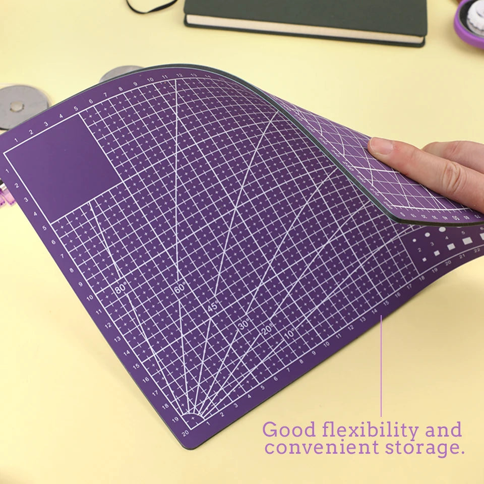 45mm Rotary Cutter Kit with 5 Blades Cutting Mat Patchwork Ruler Tailor's Scissors Sewing Clips for Fabric Quilting Tools