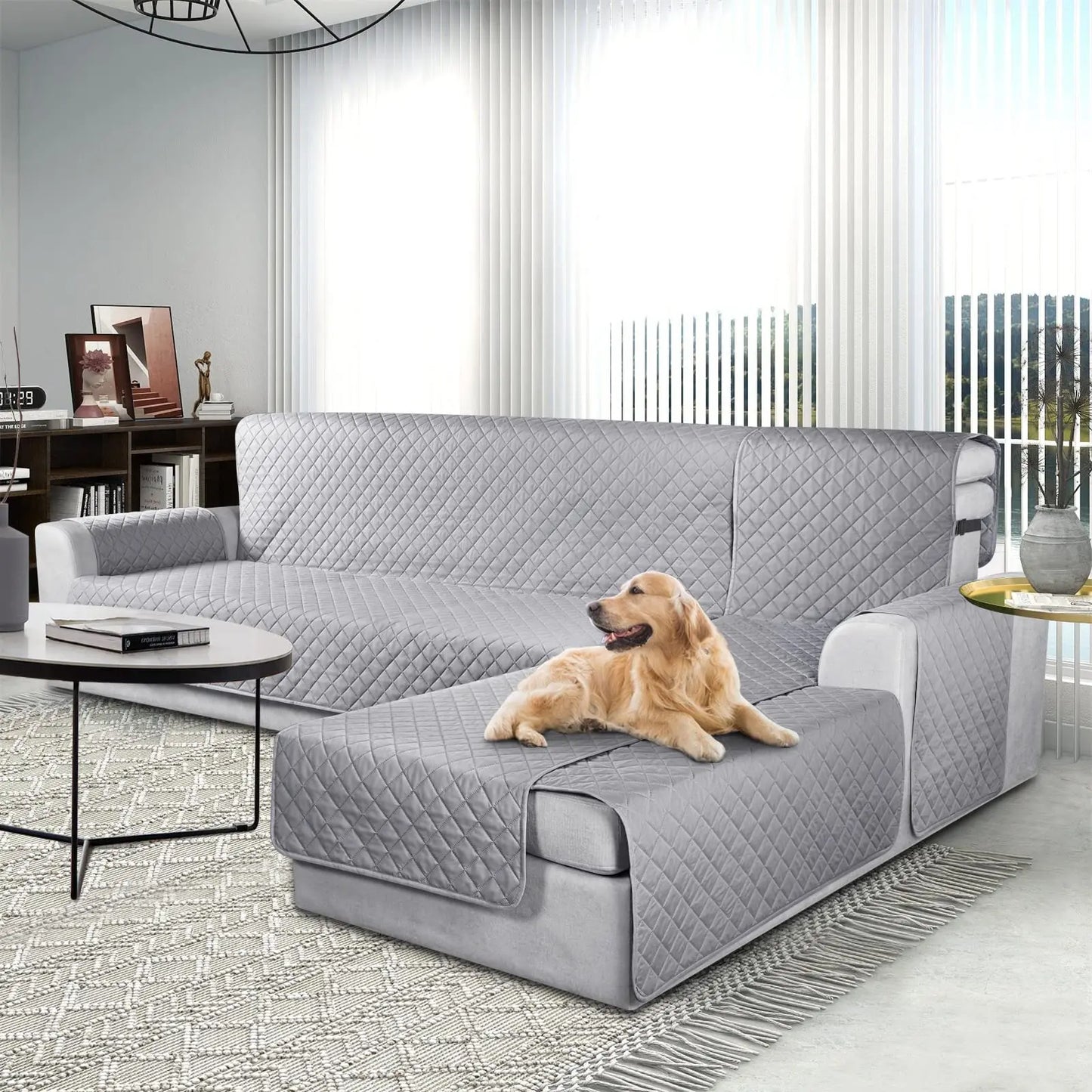 Sectional Couch Covers 100% Waterproof L Shaped Sofa Slipcover 3pcs Reversible Chaise Lounge Cover for Sectional Sofa Protector