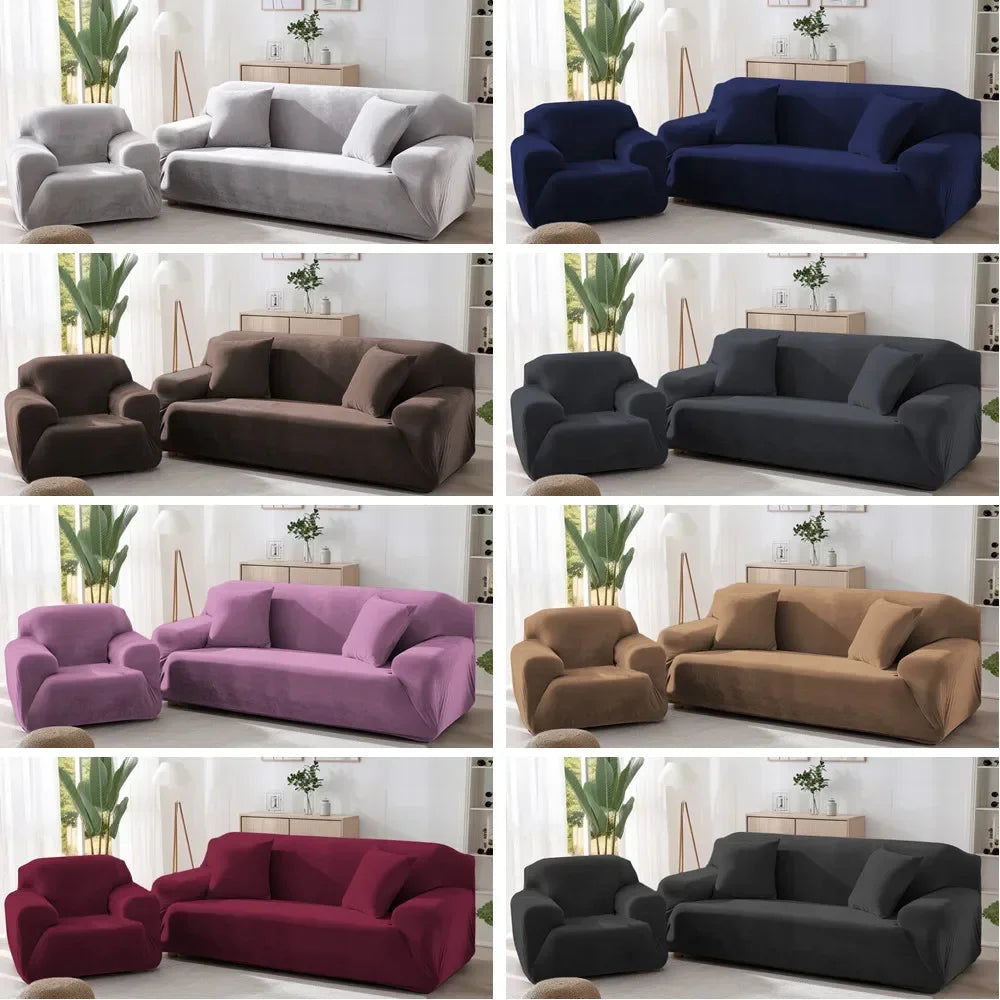 Thick Plush Sofa Covers Velvet Couch Cover Case for Living Room Soft Keep Warm Furniture Protector with 1Pc Free Pillowcase