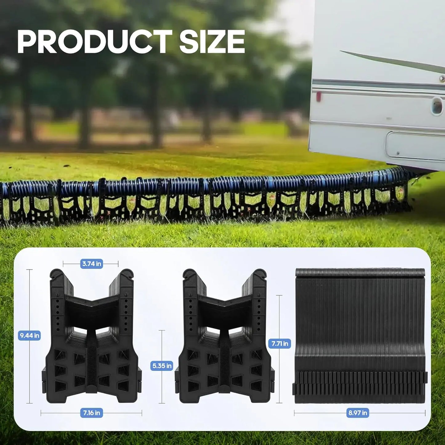 RV Sewer Hose Support, RV Septic Hose Support, Camper Sewer Hose Support, Black Height Adjustable Sewer Hose Holder, with