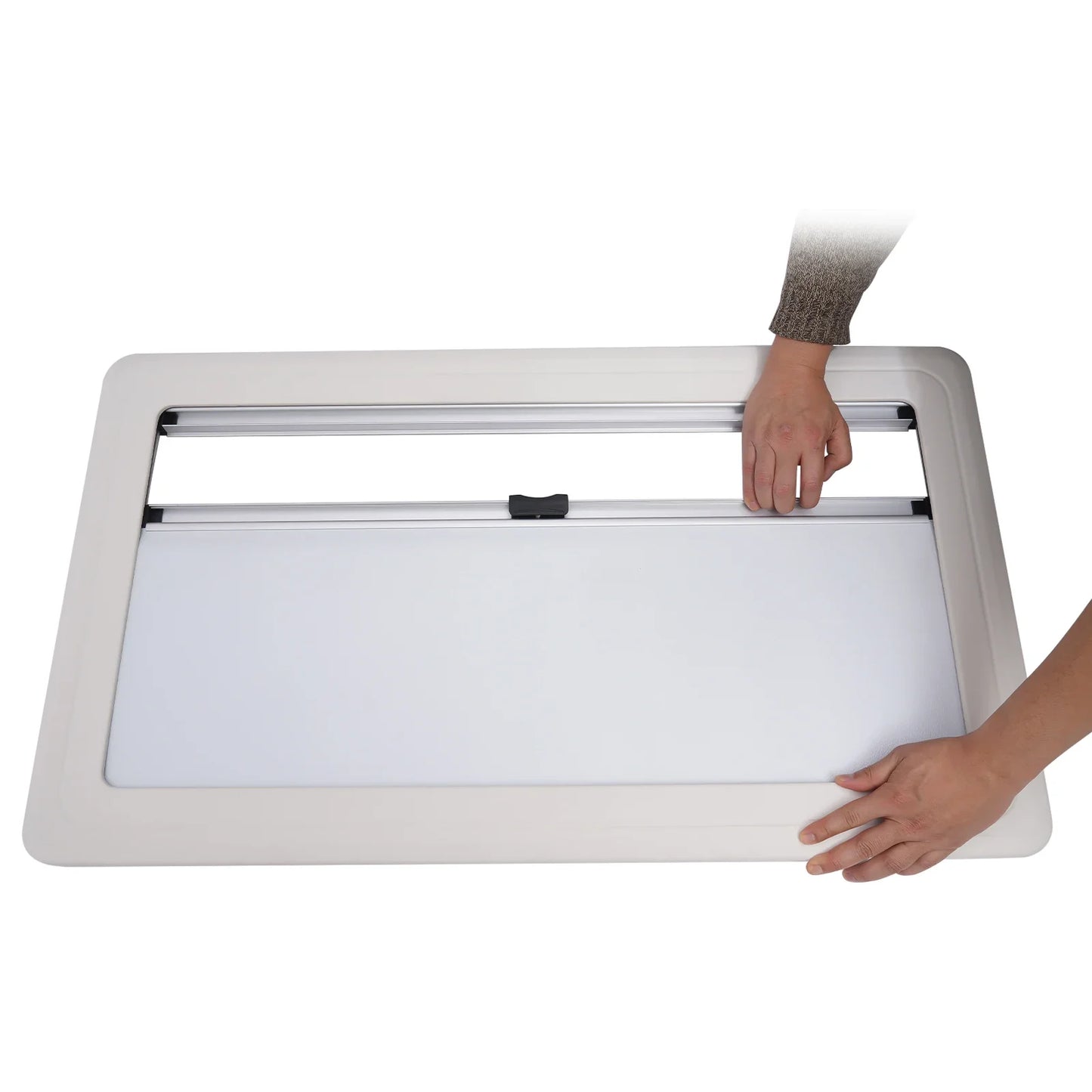 RV Hinged Window with Adjustable Angle,70-Degree Opening Caravan Window with Acrylic Panel Adjustable Sunshade for Light Control