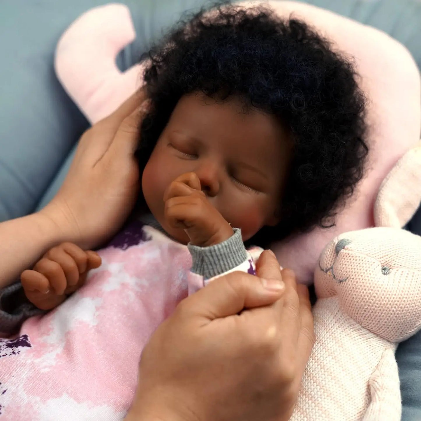 Lifelike Reborn Baby Dolls Black -17Inch Baby-Soft Body & Curls Realistic-Newborn Baby Dolls African American Real Life
