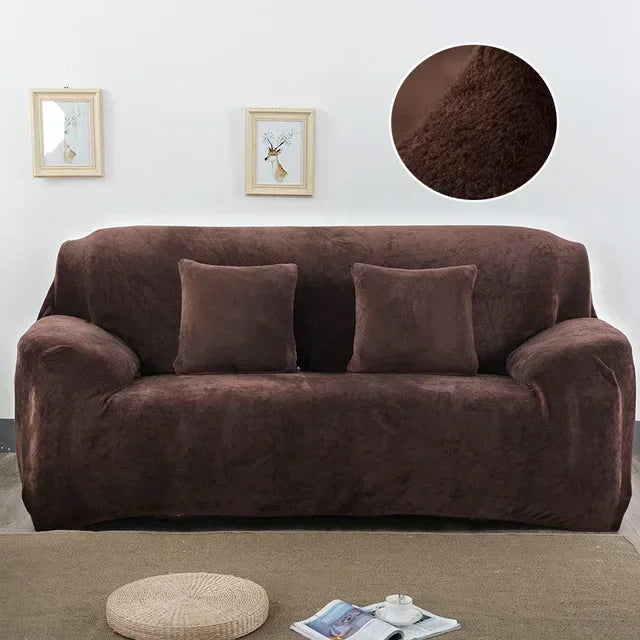 Thick Plush Sofa Covers Velvet Couch Cover Case for Living Room Soft Keep Warm Furniture Protector with 1Pc Free Pillowcase