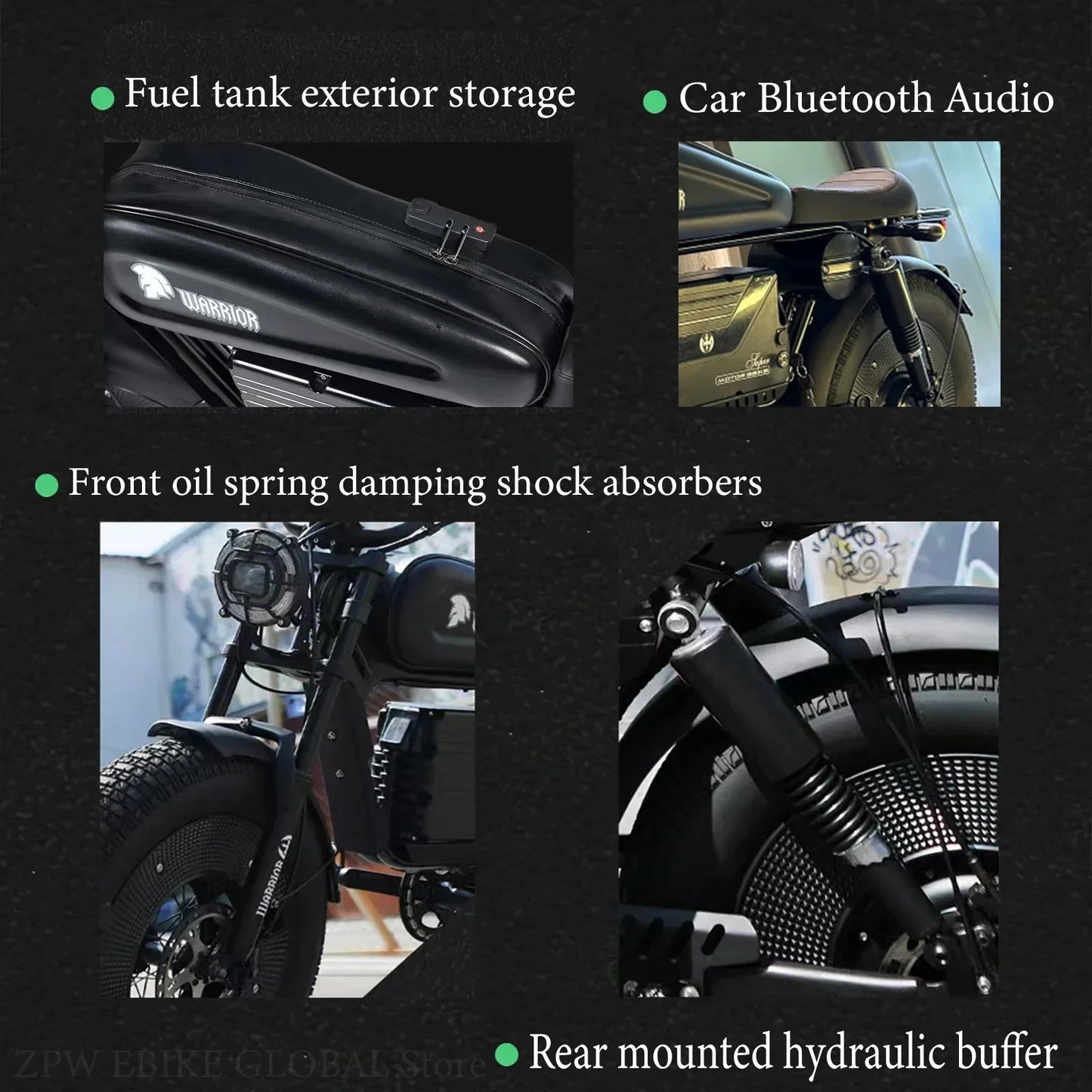 Black Warrior 1500W Motorbikes 48V60AH Electric Bicycle Adult Road Hydraulic brake Ebike 20inch Off-road Fat Tyre Electric Bike