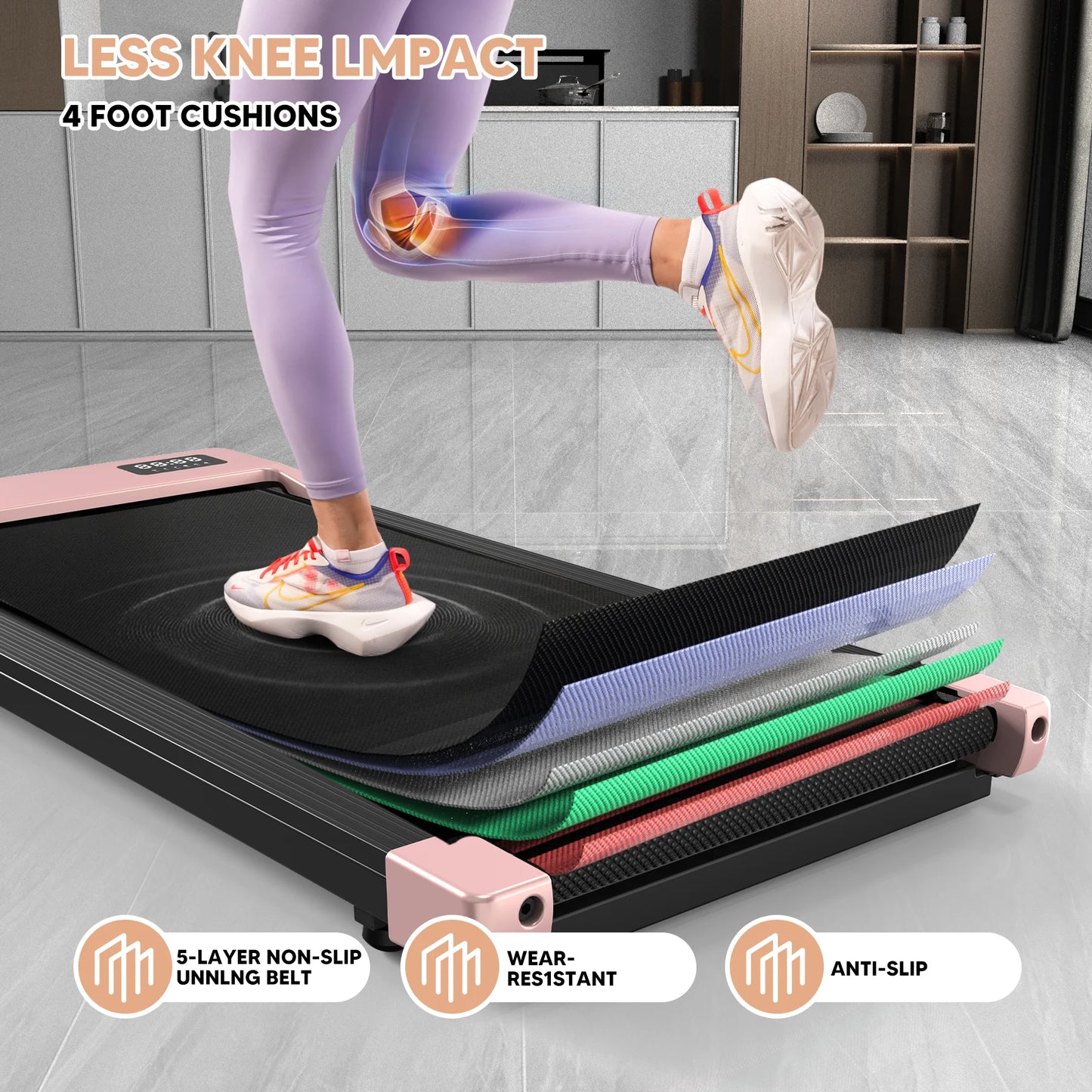 2in1 Run-Walking Pad Small Treadmill for Home&Office Under Desk Treadmill with LED Display 45db Quiet Portable Mini Treadmill