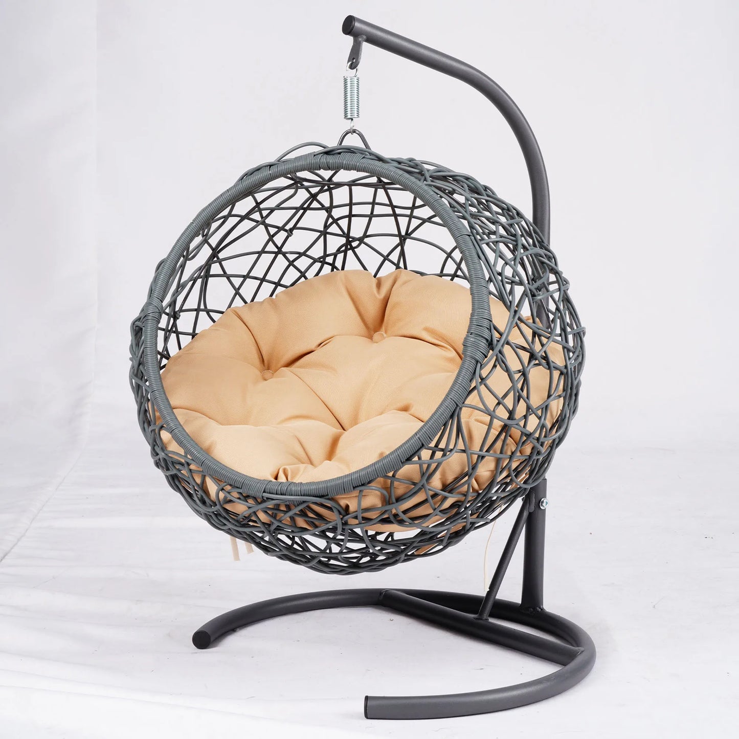 Cat Swing Bed with Stand & Cushion, Cat Egg Chair with Rattan Wicker Appearance, Indoor Hanging Swinging Cat Bed for Cats, Small