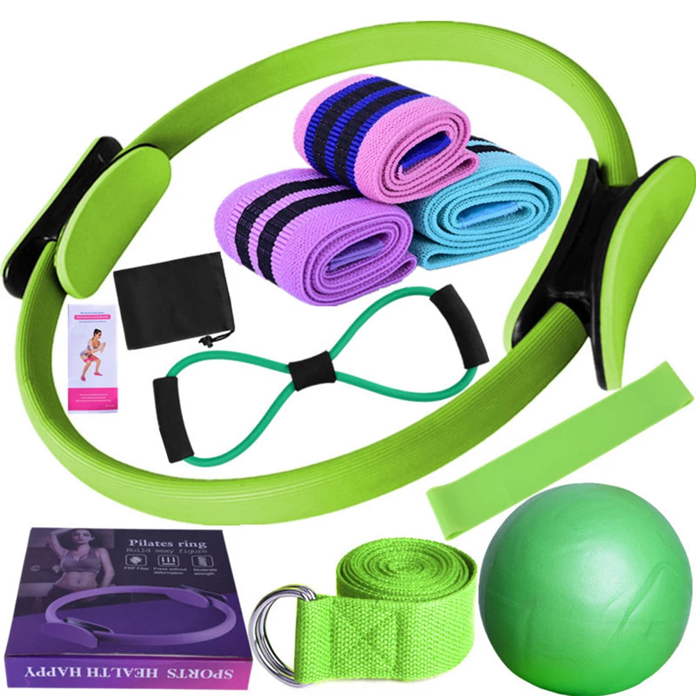 11Pcs Yoga Set Pilates Ring Set Ergonomic Home Workout Equipment Multifunctional Workout Accessories for Gym Men Women