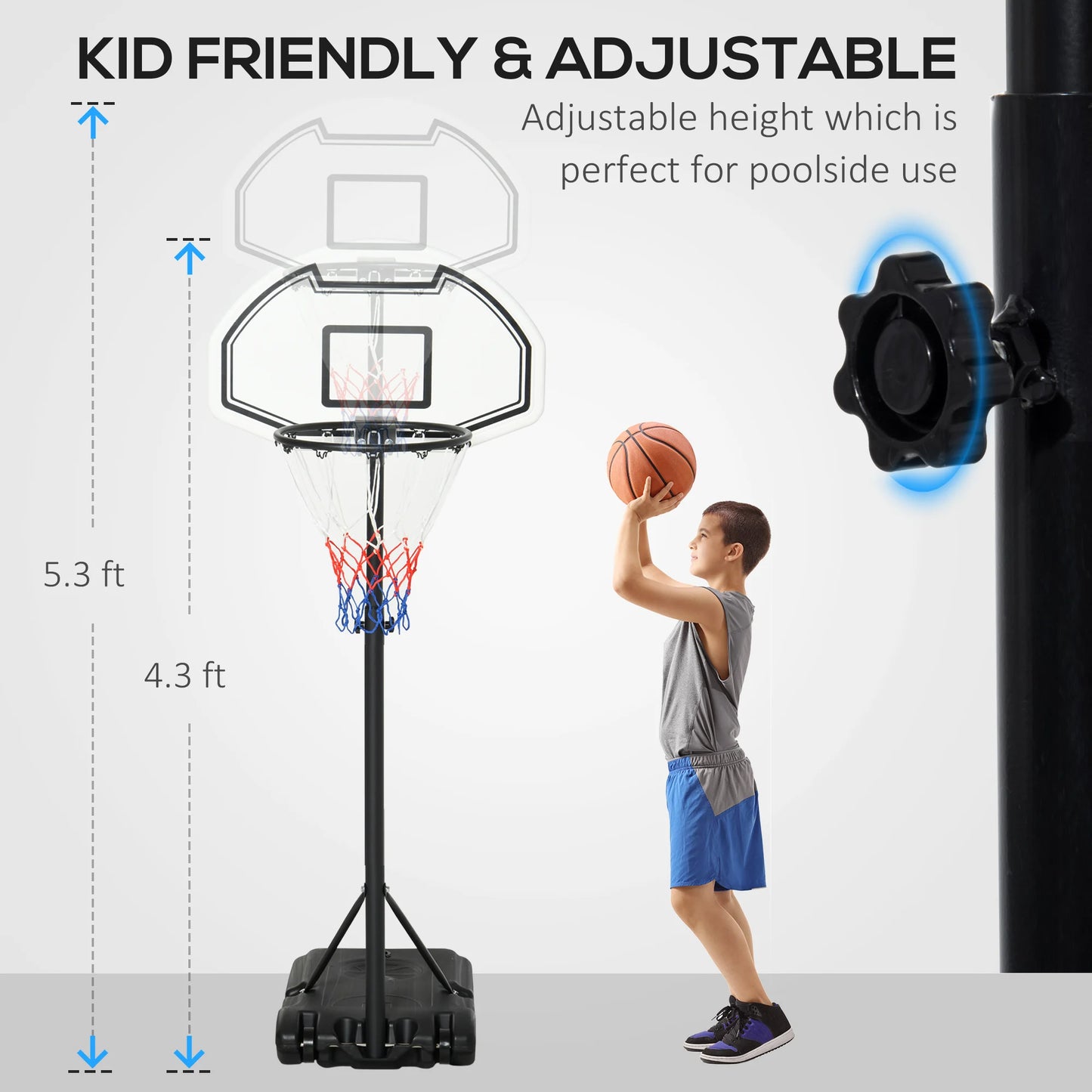 Outdoor Basketball Hoop System Pool Water Sport Game Play Outdoor Adjustable