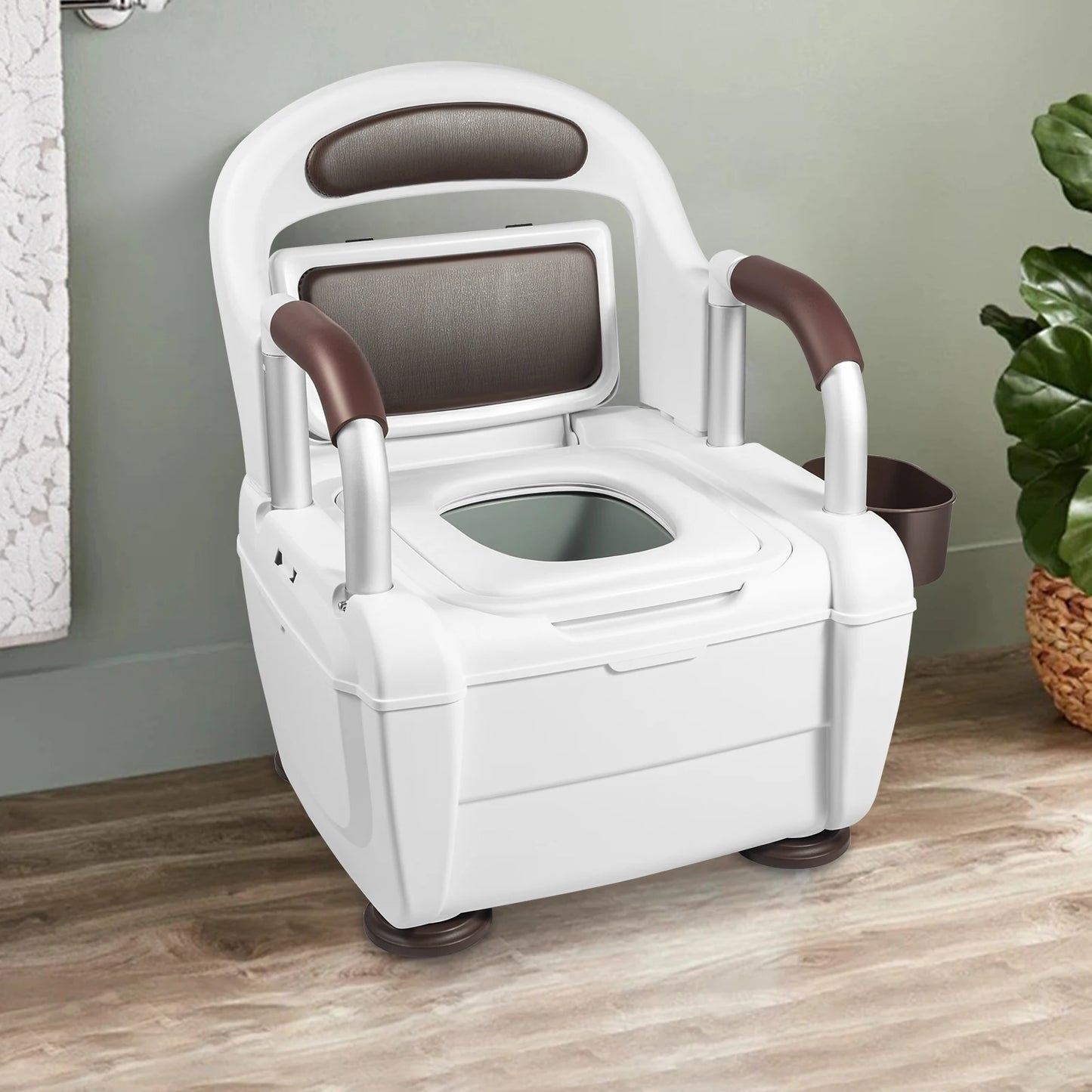 150kg Load Capacity Potty Chair for Adult with Adjustable Height Bedside Commode Toilet for The Elderly, Pregnant Women