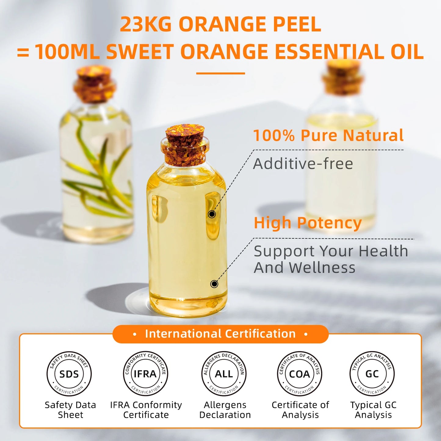 100ML Tangerine Essential Oils, HIQILI  Undiluted Premium Citrus Oil for Cleaning Spray, Air Freshener, Diffuser, Massage, Soaps